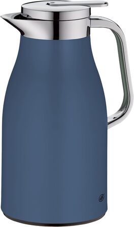 Термос Alfi SKYLINE 1.0л, пастельний колір, нержавіюча сталь з гігієнічним скляним вкладишем, обертовий замок з зручною кнопкою, ергономічна ручка, ідеальний для кави та чаю, BPA-free (1000 мл, Deep Water Mat)