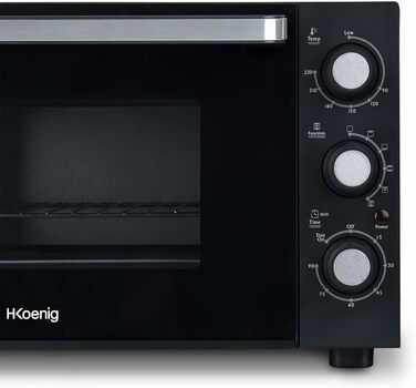 Міні-піч H.Koenig FO42, 42л, 230°C, 5 режимів, таймер 90хв, конвекція, гриль, з щипцями, крихтозбірник, поворотний насадка, 2000W