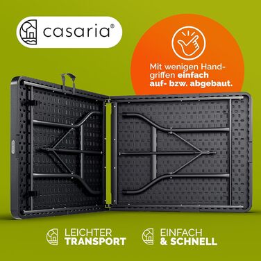 Розкладний садовий стіл CASARIA® 183x75 см, антрацит, на 8 осіб