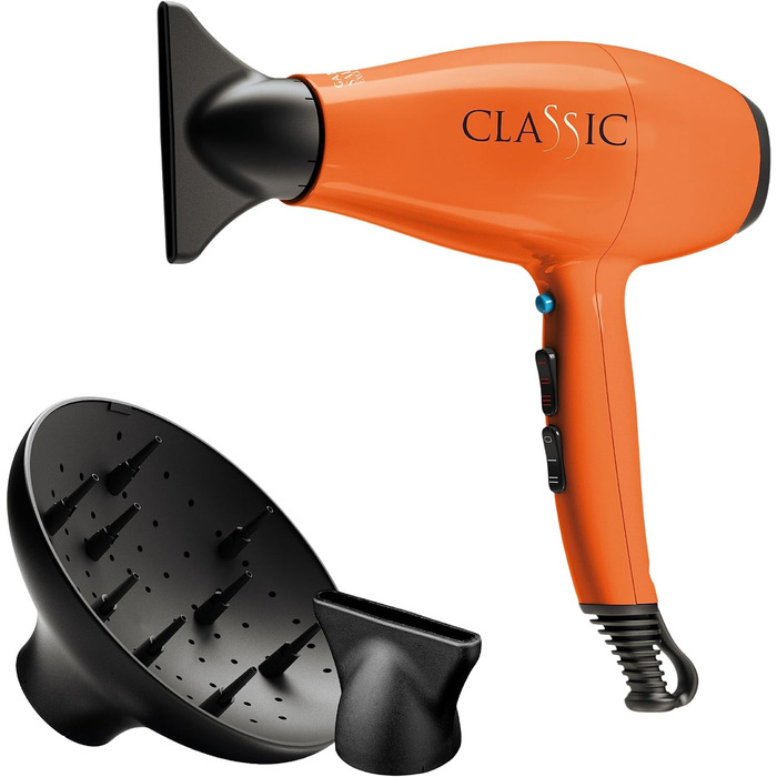 Фен Gama Italy Professional 2200 Вт, професійний, італійський мотор, довговічний, ергономічний дизайн, помаранчевий