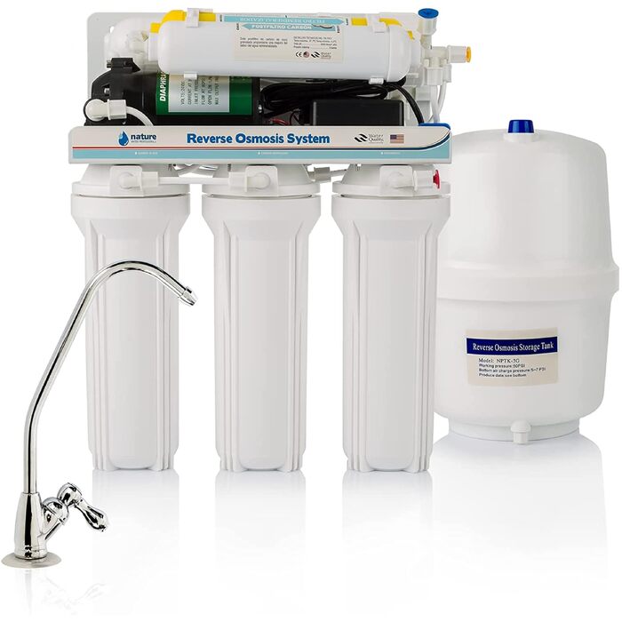 Система зворотного осмосу NATURE WATER PROFESSIONALS 6-ступенева, 5 літрів, з мембраною Vontron 50 GPD, насосом та фільтрами