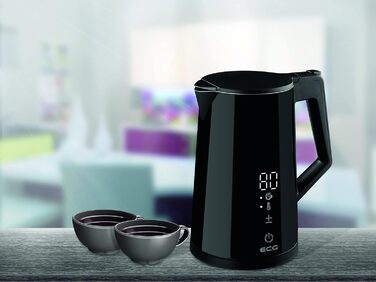 Електрочайник ECG RK 1893 Digitouch Black, 2200 Вт, 1,7 л, LED-дисплей