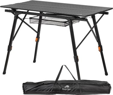Складаний кемпінговий стіл CampFeuer 90,5x51,5 см, з регульованою висотою, чорний, з сумкою для перенесення — універсальний стіл для кемпінгу, саду, балкона та подорожей