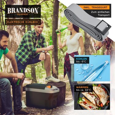 Електричний автохолодильник Brandson 10L (230V/12V) з функцією охолодження та підігріву до 65°C, Cool Grey Schwarz