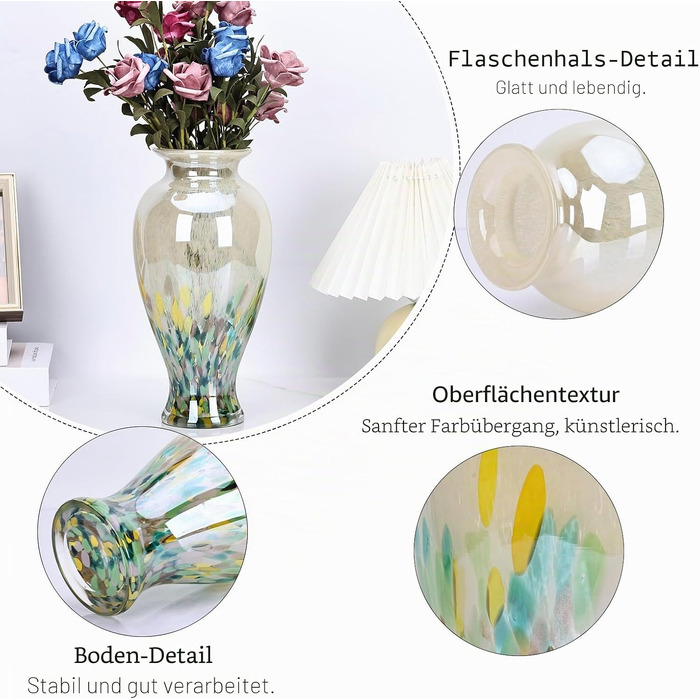 Ваза для квітів Murano Glas Mevsvase, 30 см, барвисті бутони - декор для столу, весілля, інтер'єру