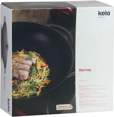 Wok Kela 15157 з жаростійкою кришкою, 4 л, алюмінієвий литий, для індукції, 32 см, Kerros