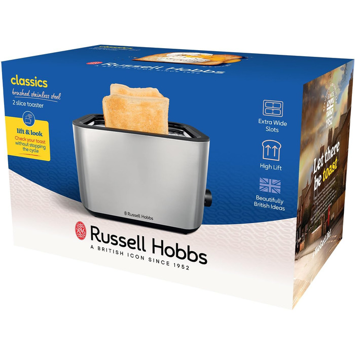 Тостер Russell Hobbs Classics 27390 з широкими слотами, 6 режимів підсмажування, нержавіюча сталь