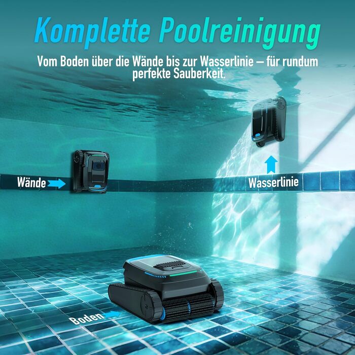 Робот-пилосос для басейну BOTLIFE PC10: Акумуляторний, бездротовий, для очищення дна та стін, до 170 м², з інтелектуальною навігацією та функцією підйому по стінах