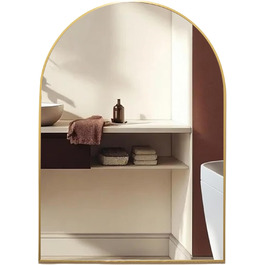 Дзеркало для ванної кімнати Arch Design Mood® Premium з золотою рамою, настінне, арочної форми, сучасне та стильне (50x40 см)