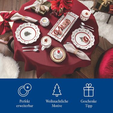 Villeroy & Boch Toy's Delight: Сніданок на двох - сервіз для двох осіб (6 предметів), білий/червоний. Преміум-посуд Villeroy & Boch для святкування Різдва.
