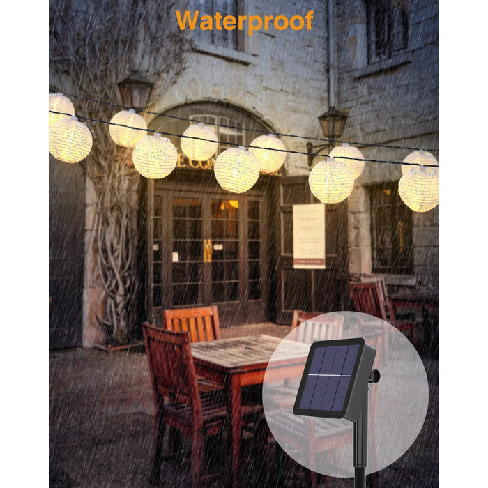 Сонячна гірлянда Litogo 7.8 м, 40 LED ліхтариків, 8 режимів, IP65, водонепроникна, для вулиці, саду, балкона, тераси, вечірки, теплий білий