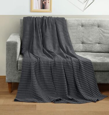 Комплект вафельних ковдр Utopia Bedding з 100% бавовни, літні легкі ковдри (4 шт.), 228x228 см, антрацит
