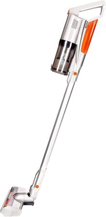 Пилосос TurboTronic акумуляторний 11000PA, 22V, бездротовий, ручний, до 40 хв, LED електрощітка, ультралегкий для твердих підлог і килимів, для шерсті тварин, стрижневий, сріблясто-оранжевий
