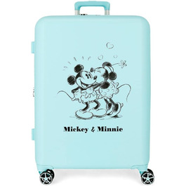 Валіза Disney Mickey & Minnie Kisses, середня, бірюзова, 70×48×26 см, ABS, TSA-замок, 88 л, 4 колеса