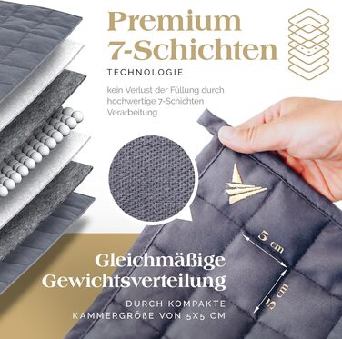 Обтяжена ковдра Akroma Premium 155x220см, 12кг — Терапевтична антистрес-ковдра для покращення сну, 100% бавовна (Oeko-Tex), темно-сіра, для дорослих