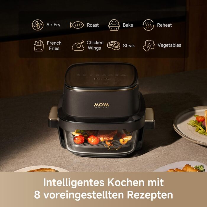 Аерофритюрниця Mova AeroChef AF20 Pro, 9 л, дві зони приготування, SyncFinish, 2700 Вт, діапазон 40-230 °C, конвекційний підігрів