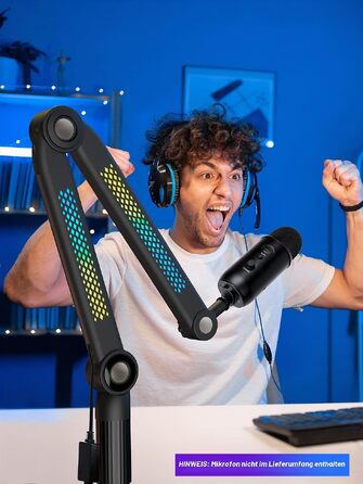Універсальний пантограф для мікрофона YOUSHARES з RGB-підсвіткою, сумісний з HyperX QuadCast S/2S, Blue Yeti, Rode PodMic, Razer Seiren V3 Mini для стрімінгу, геймінгу та подкастингу