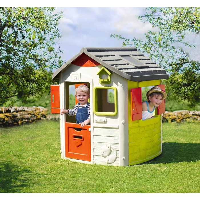 Дитячий будиночок Smoby Life Jura Lodge (115x123x132 см) з переробленого пластику - вуличний будиночок для дітей з годівницею для птахів, для саду та тераси, від 2 років