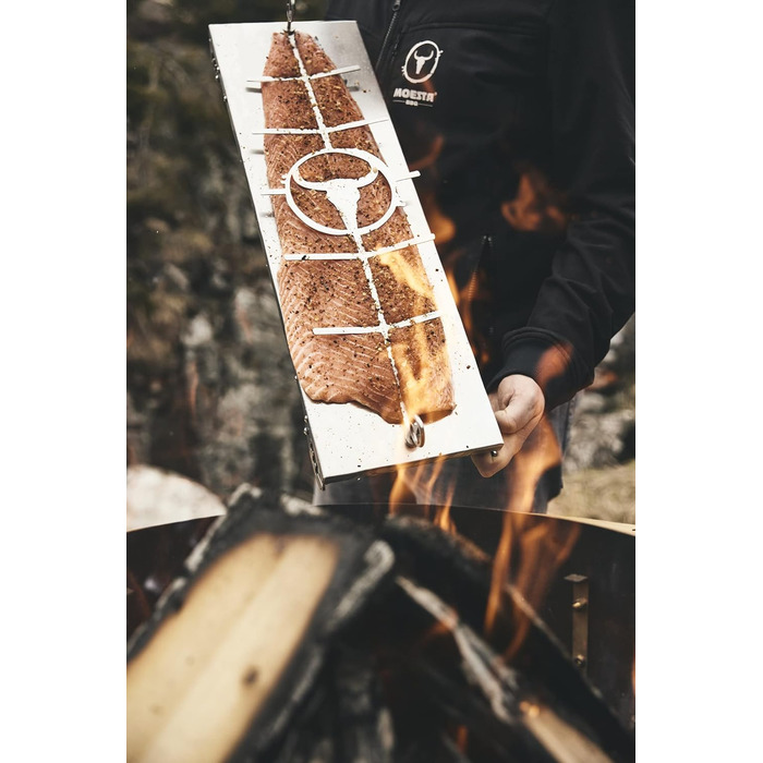 Дошка для приготування лосося MOESTA-BBQ XXL з нержавіючої сталі, FlameBoard, поворотна, для лосося до 60 см