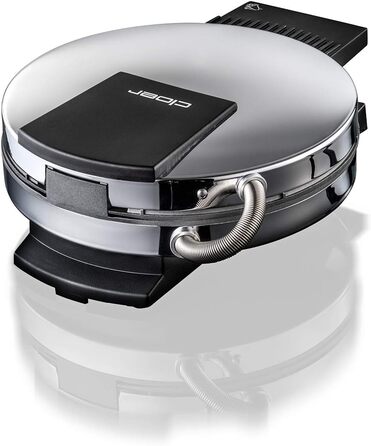 Електрична вафельниця Cloer 285EF з гербом Остфрізланду, для тонких хрустких вафель, 800 Вт, антипригарна хромована поверхня 15 см, регулювання ступеня підсмажування