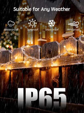 Світлодіодна гірлянда для вулиці 35м, 300 LED вогників для новорічної ялинки, теплий білий колір
