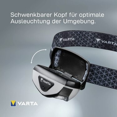 VARTA налобний ліхтар LED, акумуляторний, водонепроникний, бездротова зарядка, регульований кут, диммування, для кемпінгу, бігу, туризму