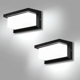 Світильник настінний вуличний LED 18W IP66, прямокутний світильник Up and Down з алюмінію для дому, тераси та гаража, холодне біле світло (2 шт.)