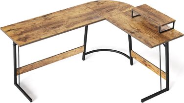 Кутовий письмовий стіл CubiCubi 150x120 см, L-подібний комп'ютерний стіл для офісу з моніторною підставкою та шухлядами, компактний, коричневий