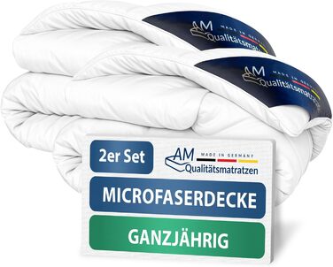 DormiGood Преміум ковдра з мікрофібри на весь рік 140x200 - Made in Germany - Ковдра для алергіків 140x200 з наповнювачем Sensofill - Ковдра з сертифікацією Oeko TEX 140x200 см з бавовняним покриттям (2 шт., 140x200 см)