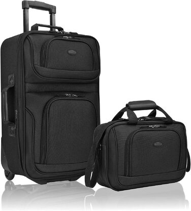 Комплект розширюваної ручної поклажі Rio Rugged Fabric на 2 колесах, чорний