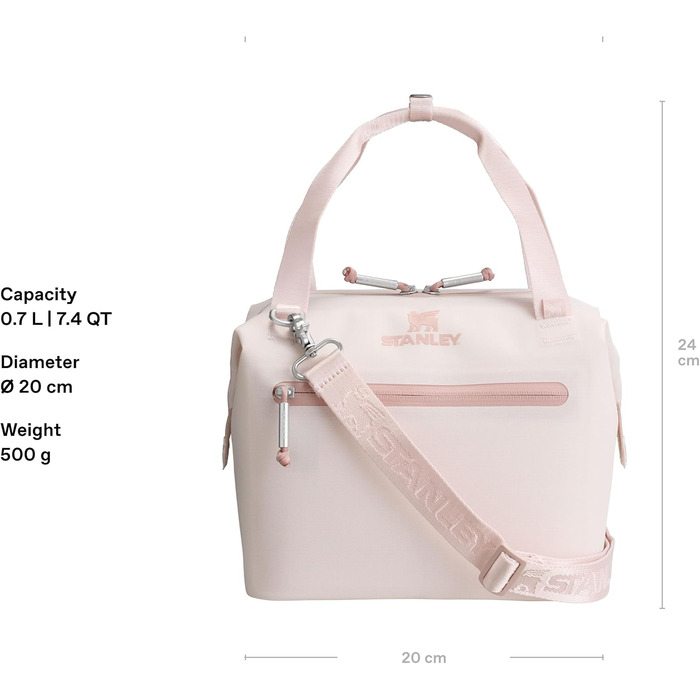 Сумка-холодильник Stanley 1913 All-Day Julienne Maxi Cooler, 7.0 л, Rose Quartz — термосумка з перецьикльованого поліестеру з ременями та сітчастими кишенями