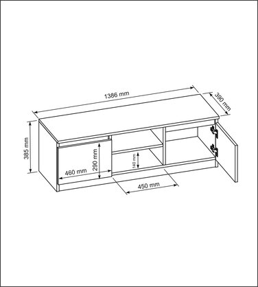 Тумба під ТВ стійка Meble Masztalerz, 140 см x 40 см x 39 см