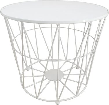 Журнальний стіл PrimoLiving Design, білий, металевий кошик з дерев'яною кришкою 'Diagonal', 40x35 см, з місцем для зберігання