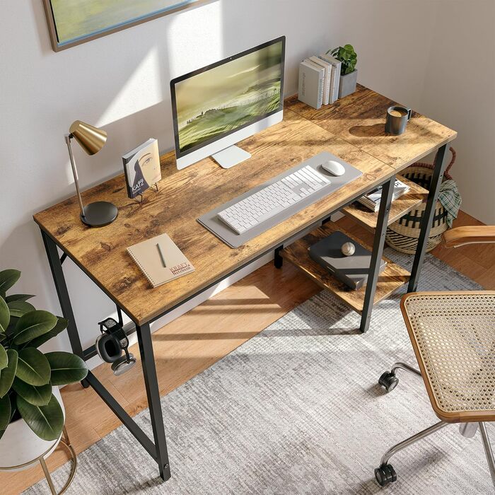 Комп'ютерний стіл CubiCubi з полицями, 100x50 см, білий, для офісу та дому