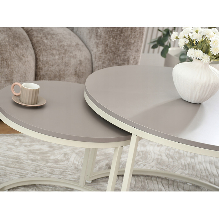 Круглий кавовий столик Mebel-Partner, 80 x 80 x 48,5 см, кремовий, відтінки бежевого