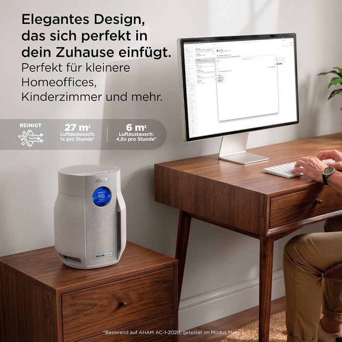 Очищувач повітря Shark BreatheClear Dove HP162EU з HEPA-фільтром NeverChange (до 6 років), автоматичним сенсором для середніх приміщень до 70 м²