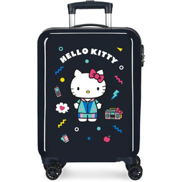 Дитяча валіза Hello Kitty, замок, 35л, ABS, синя, 4 колеса, 38x55x20 см, ручна поклажа