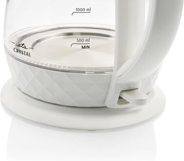 Електрочайник ETA Design Crystal 2200 Вт, 1,7 л, фільтр від накипу, індикатор рівня води, LED-підсвітка, знімна кришка, білий
