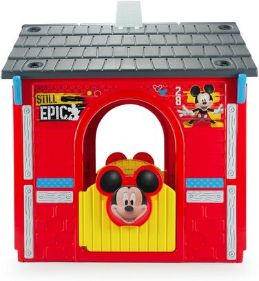 Дитячий будиночок Mickey Mouse INJUSA (від 3 років) для вулиці, червоний, пластик. Офіційний Disney будиночок з 3 дверима та 1 вікном для хлопчиків та дівчаток.