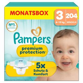 Підгузки Pampers Premium Protection розмір 3 (6-10 кг), упаковка 204 шт, преміум-захист від протікань та догляд за шкірою