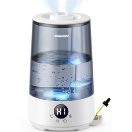 Зволожувач повітря Homvana для спальні, 3.6L, 360° Cool Mist, 34 години роботи, тихий 16dB, для рослин, сірий