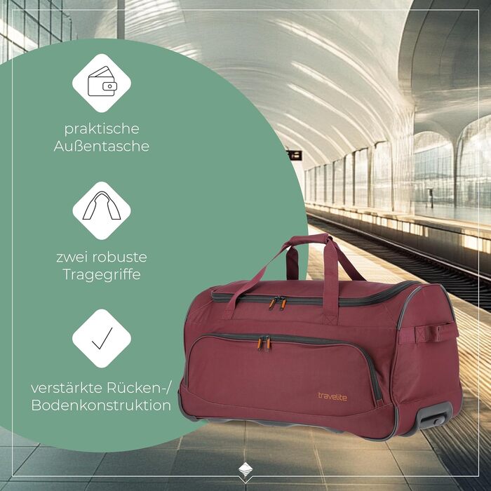 Дорожня сумка на колесах Travelite Basics Fresh L, 89 л, бордова, 71 см