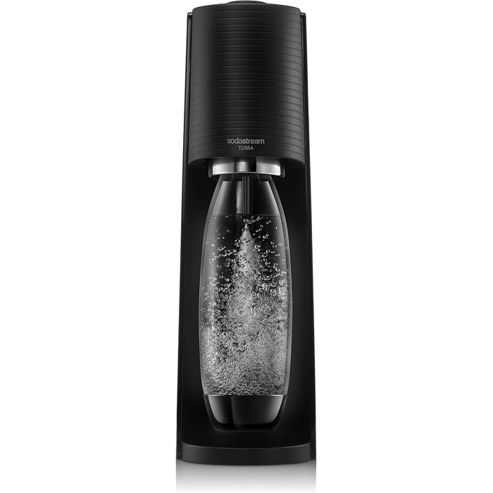 Сифон для газування води SodaStream Terra Value Pack, 2 пляшки по 1 л (придатні для ПММ) та 1 балон CO2 Quick Connect на 60 л, чорний матовий
