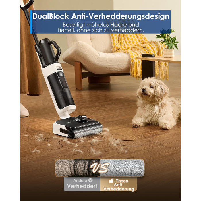 Tineco FLOOR ONE Switch S6 Stretch Breeze: 2-в-1 пилосос для сухого та вологого прибирання з функцією самоочищення та тривалістю роботи 60 хв