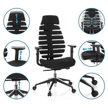 Офісне крісло / поворотне крісло ERGO LINE II PRO Тканина Чорний HJH OFFICE