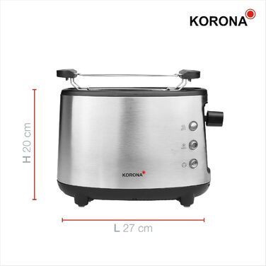 Тостер Korona 21304 на 1 тост, нержавійка, 550 Вт, підставка для булочок, регулювання температури, знімний піддон для крихт