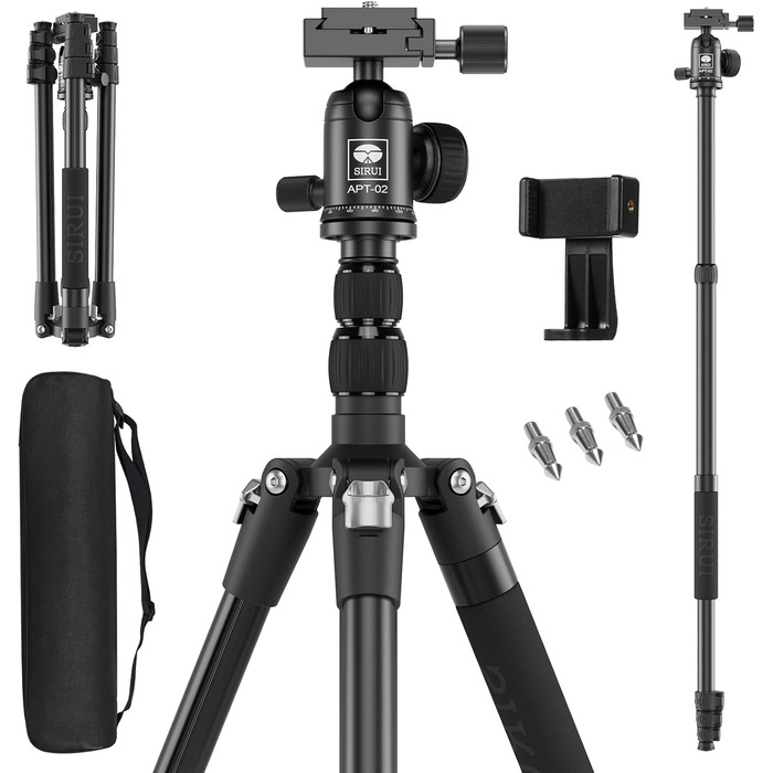 SIRUI APT-02 штатив-монопод 2-в-1, 200 см, 360° кульова голівка, до 10 кг, для DSLR, бездзеркальних камер і смартфонів, з тримачем для телефону