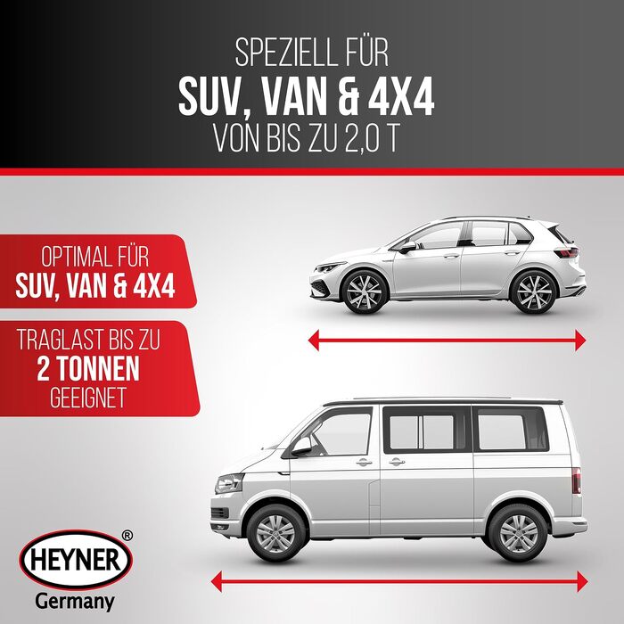 Ножичний домкрат HEYNER на 2 тонни, висота підйому 320-442 мм, сертифікований TÜV