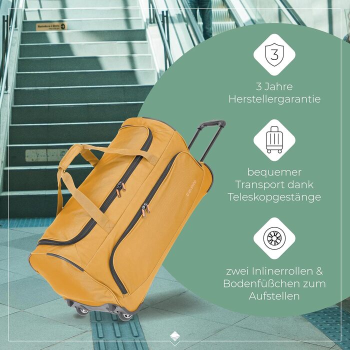 Дорожня сумка на колесах Travelite Basics Fresh L, 89 літрів, жовта, 71 см