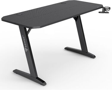 Ігровий стіл SENSE7 Nomad Basic 140x60 см, комп'ютерний стіл з гачком для навушників, підстаканником, тримачем для контролера, ергономічний, карбонова поверхня